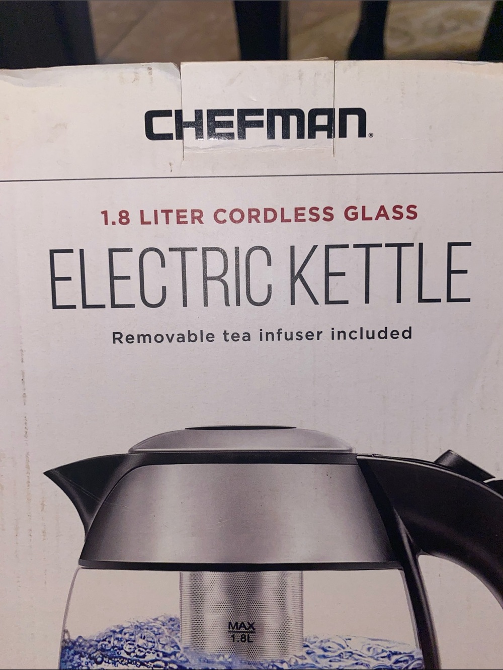 New Chefman Electric Kettle - Clear Glass with Silver Accents - Picture 3 of 16